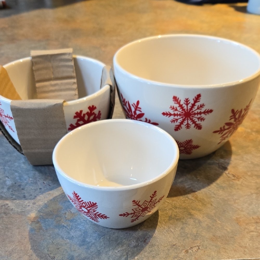 Yankee Candle Red Snowflake Holiday Bowls